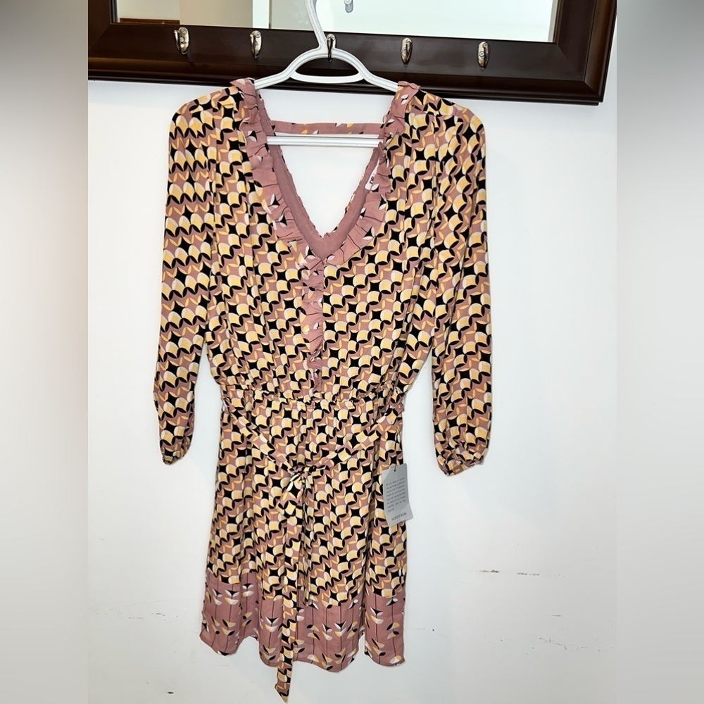 NWT DG2 Ladies Mini Length Pink/Yellow Dress Size Small